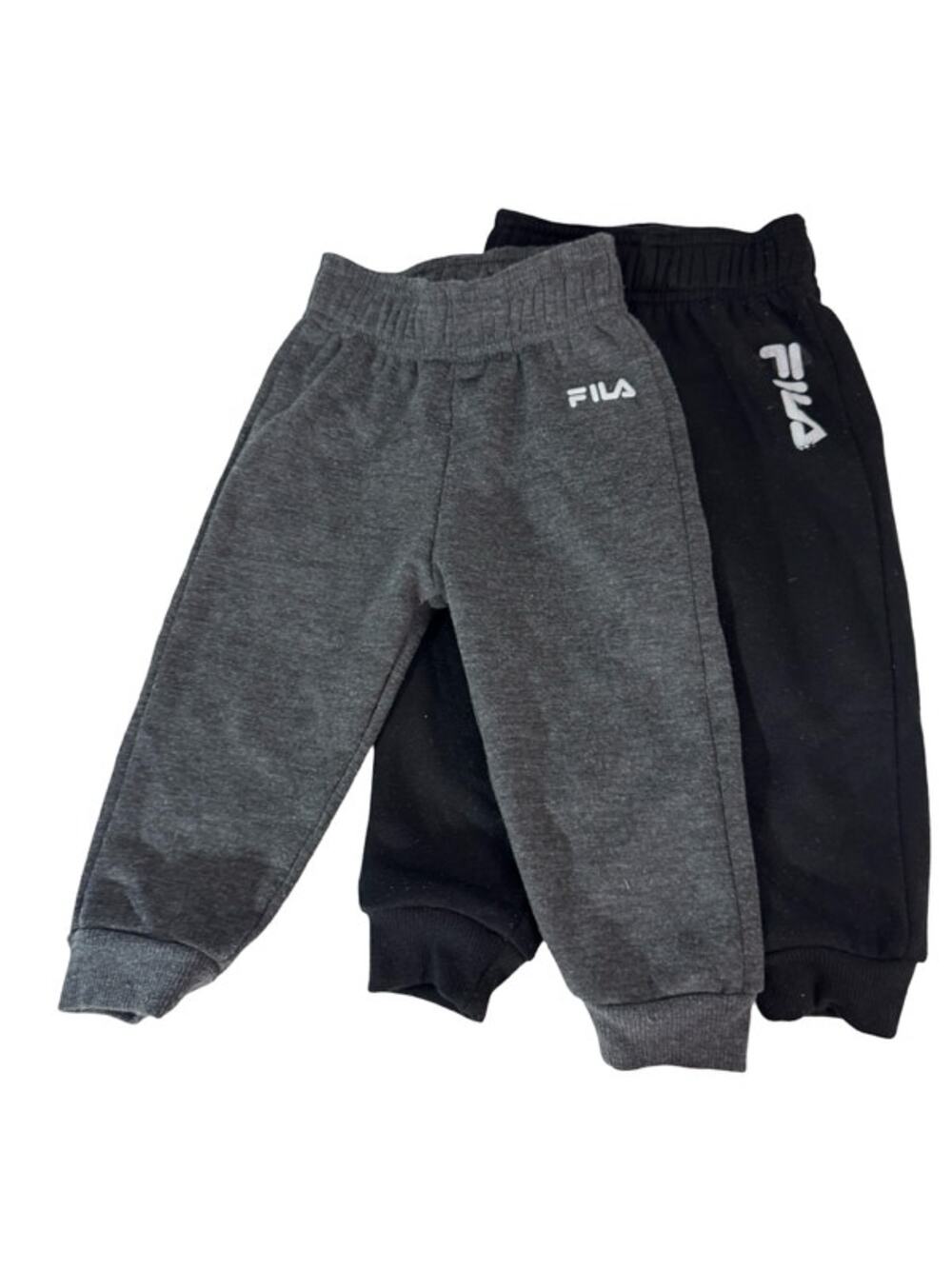 FILA Boys 2T Black Gray Fleece Jogger Pants 2-Pair Bundle